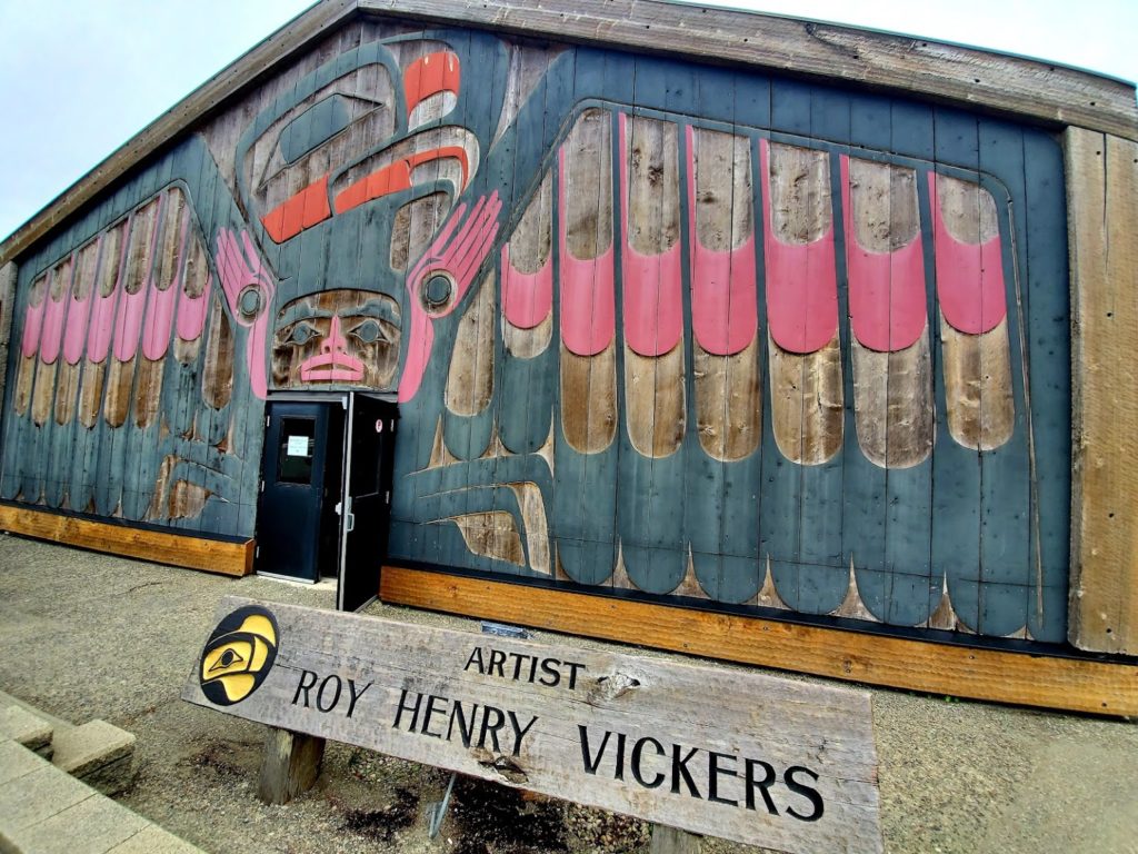 Entrance to Roy Henry Vickers Gallery in Tofino, Vancouver Island. 