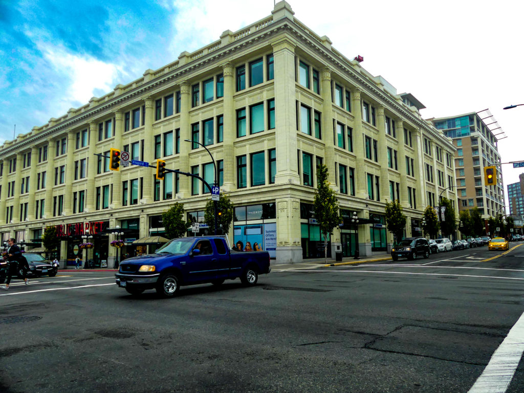 View of Hudson Bay building located in downtown Victoria, Vancouver Island. 