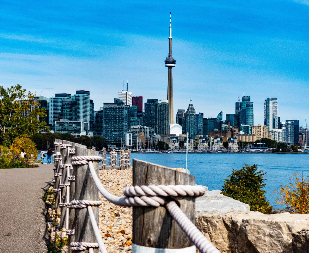 Toronto Skyline view from Trillium Park, Ontario Place, Toronto