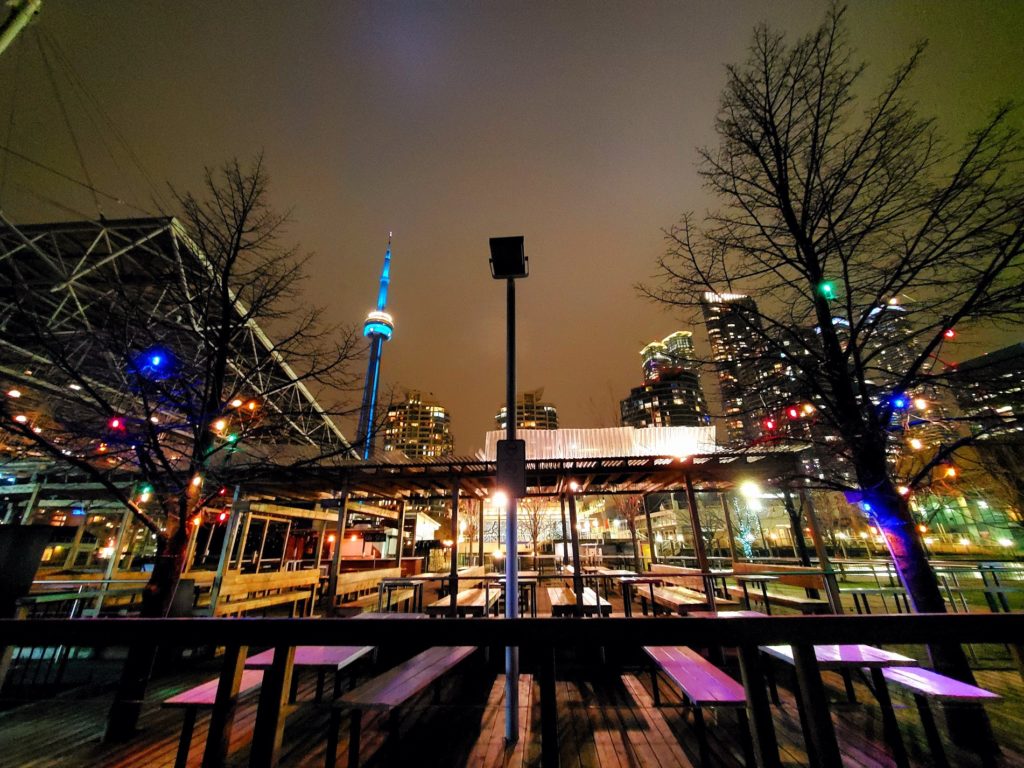 View of the CN Tower at night time