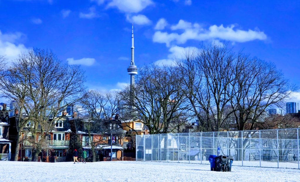 Trinity Bellwood Park, Downtown Toronto, view of the CN Tower
